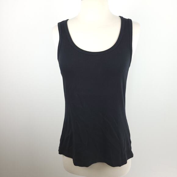Lilla P Black Scoop Neck Tank Top Knit Stretch Basic Neutral Size Medium - Picture 6 of 6